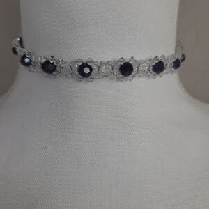 Hanndmade Swarovski Crystals Purple Beaded Necklace.